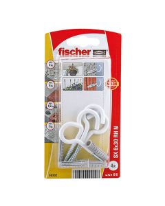 Fischer Plug SX 6x30 RH met ronde haak wit (4 stuks)